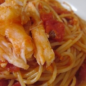 おうちで本格イタリアン♪カニのトマトパスタ